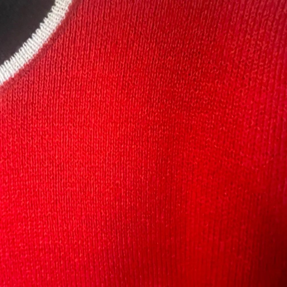 Sam Remo‎ by Laura knits red black cardigan sweater front zip size large vintage